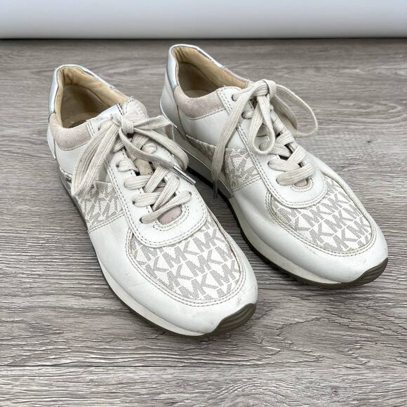 MICHAEL KORS Womens Allie Monogram Lace Up Logo Fashion Sneakers Vanilla - Sz 7 - Picture 12 of 12